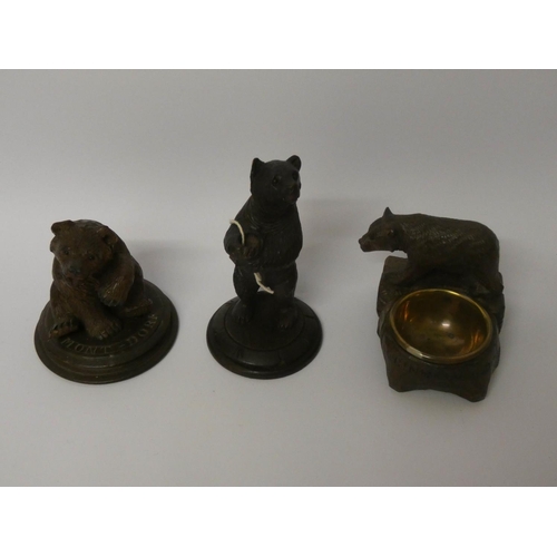 512 - Three small black forest carved bear ornaments