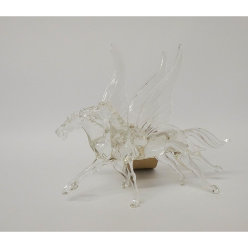 513 - A glass winged horse ornament