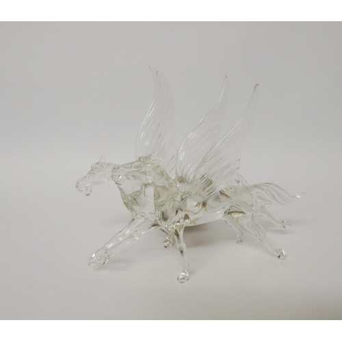 513 - A glass winged horse ornament