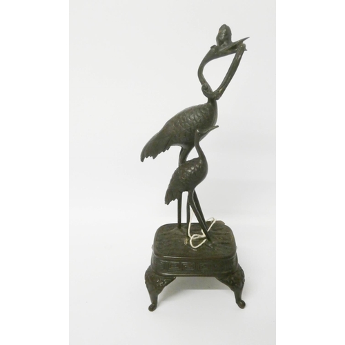 527 - Japanese bronze crane ornament 10