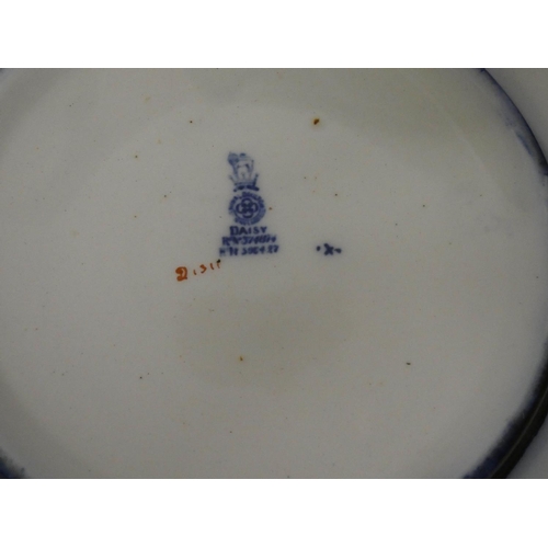 533 - Royal Doulton Daisy patterned blue and white bowl 14 1/2