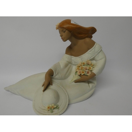 543 - Large Lladro figure  entitled 'Midday', No 2405,  of a seated lady with flowers