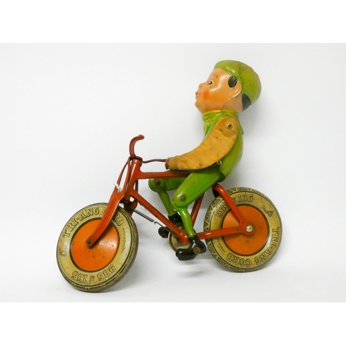 545 - A 1930's Triang tin plate toy of a racing cyclist