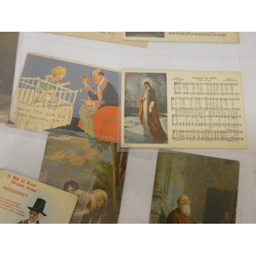 556 - Various old postcards and a unframed print