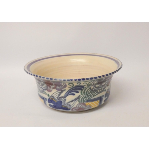 562 - Decorative Poole Pottery Bluebird pattern fruit bowl, 9 1/2