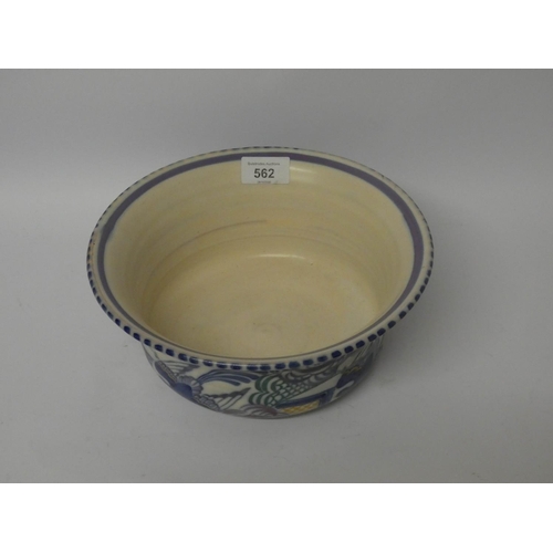 562 - Decorative Poole Pottery Bluebird pattern fruit bowl, 9 1/2