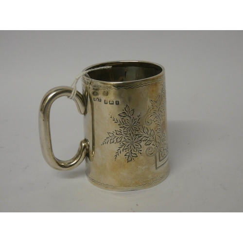 596 - Early 20th century silver christening tankard, Birmingham 1906, height 7cms