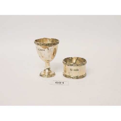 601 - Cased silver egg cup and matching napkin ring, Sheffield 1906