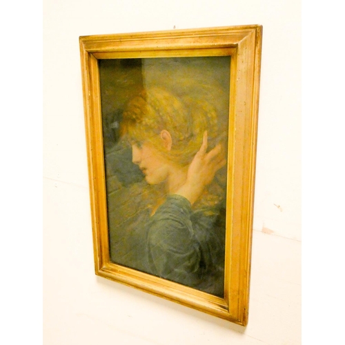 731 - Gilt framed portrait print of a gentleman and another of a young lady