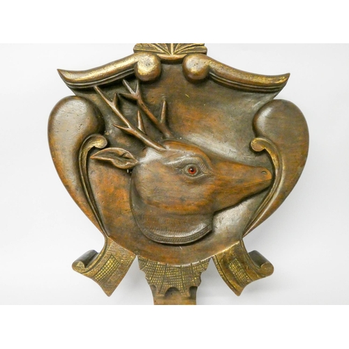 862 - A heavy carved wooden deer head plaque