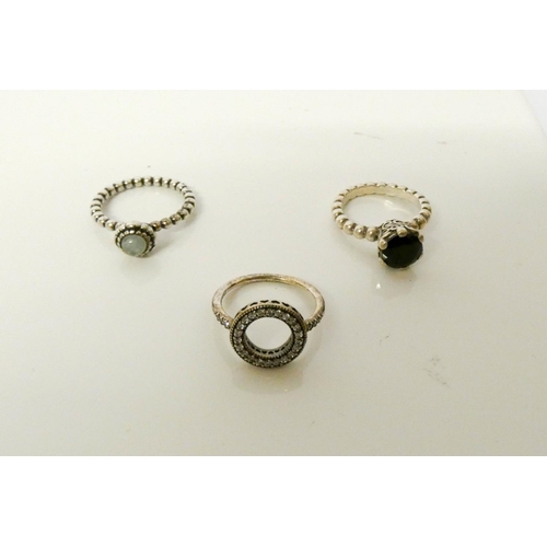 658 - Pandora - a collection of ladies silver stacking and other rings