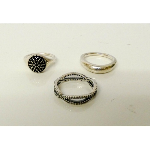 658 - Pandora - a collection of ladies silver stacking and other rings