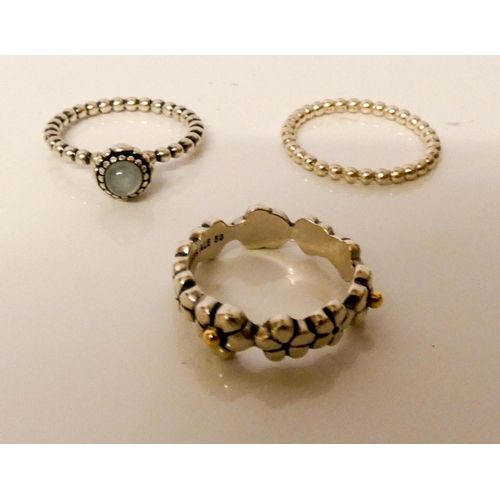 659 - Pandora - a collection of ladies silver stacking and other rings