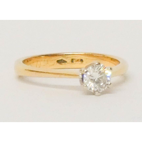 685 - A solitaire diamond ring, set with a circular brilliant cut diamond weighing approximately 0.4 carat... 