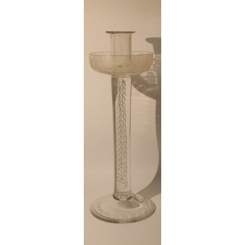 628 - 19th century glass candlestick with air twist stem, 13