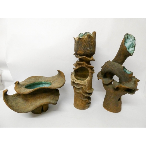 Clive Brooker - three pieces of studio art pottery, of similar