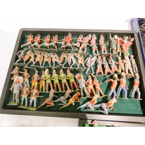 554 - A collection of over 250 lead soldiers, to include cowboys and Indians, Zulus, cavalry figures etc