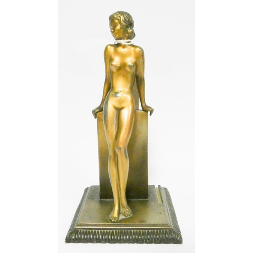 560 - A Lorenzl Art Deco gilt bronze figure of a nude lady 8