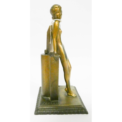 560 - A Lorenzl Art Deco gilt bronze figure of a nude lady 8