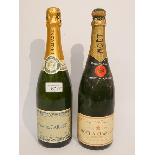 67 - A bottle of Moet Chandon champagne and a bottle of George Gardet Champagne