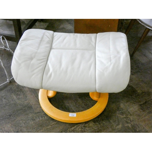 174 - An Ekornes white leather upholstered stool