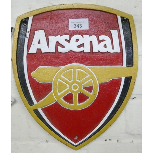 289 - A cast iron wall hanging 'Arsenal FC' sign