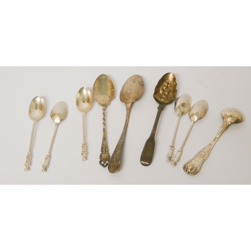 520 - Nine assorted silver spoons weighing 4 1/2ozs