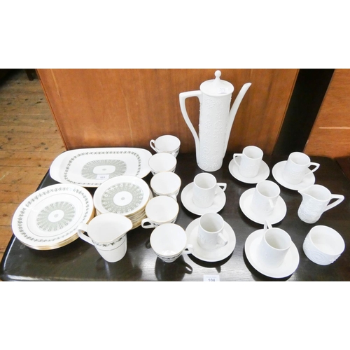 103 - Spode Provence  pattern tea set and a white Portmeirion coffee service