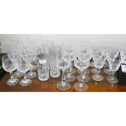 4 - Various cut wine glasses, glass tumblers etc