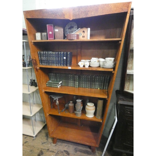 55 - An unusual shaped open bookcase, 4' wide