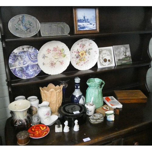 77 - Various plates, tiles, vases, other odd china etc