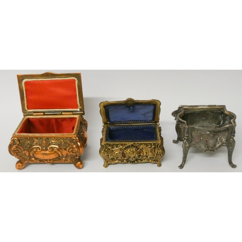 503 - Three various antimony jewel caskets