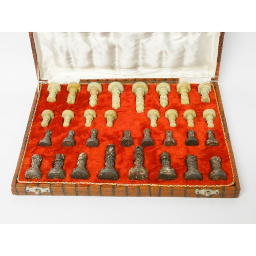 508 - An onyx chess set in fitted case