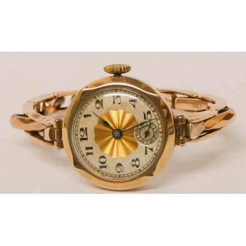 599 - Vintage ladies rose 9ct gold wristwatch, gross weight 17.4 grams