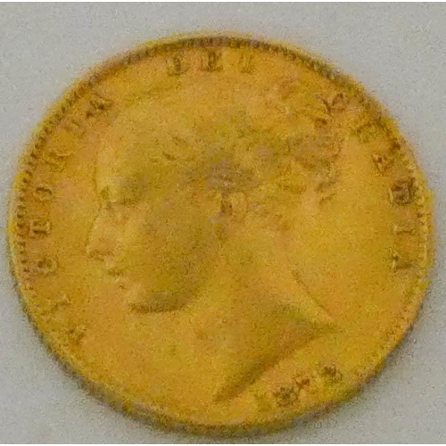 600 - Victorian gold sovereign, shield back -1872