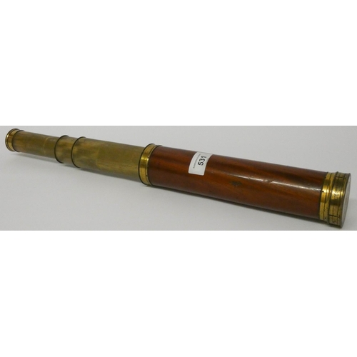 531 - A Victorian brass and mahogany four drawer telescope by Ramsden London