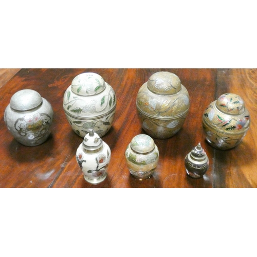 538 - Seven assorted Chinese cloisonné ginger jars with covers