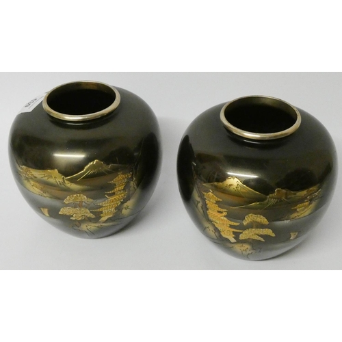 539 - A pair of Japanese cloisonné jars, 6