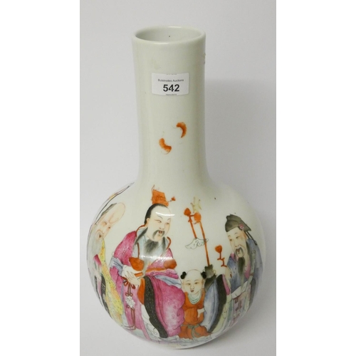 542 - A Chinese onion shape figure decorated vase, 15 1/2