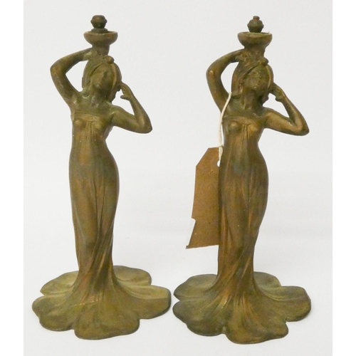 553 - A pair of small bronze lady figure ornaments, 7.5