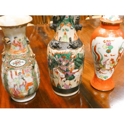 540 - Three various Chinese vases, the tallest 12