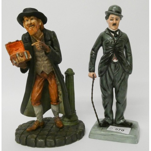 570 - Royal Doulton figure ornament 'Charlie Chaplin' and a Doulton sculpture figure of 'Fagin'