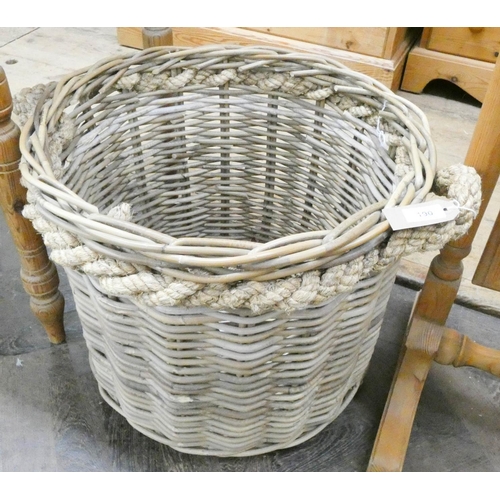 190 - An old circular wicker log basket