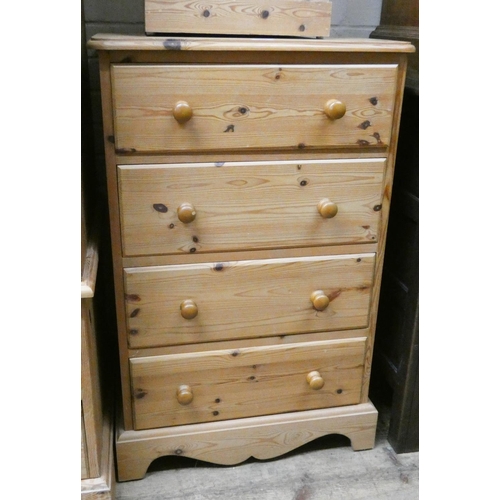 204 - Modern pine chest, four long drawers, 2' wide