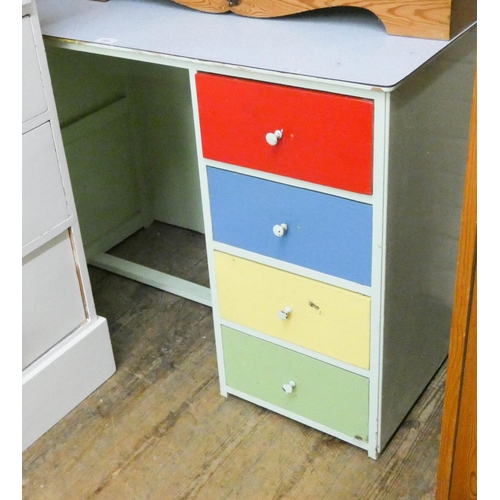 211 - A child's painted single pedestal desk with Formica top