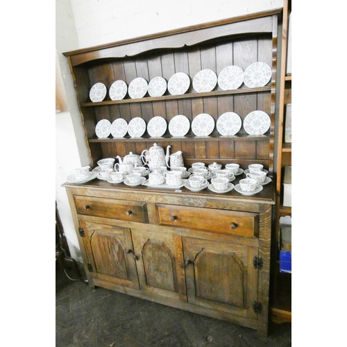 222 - 1930's oak dresser with shelf back, drawers and cupboards under, 56