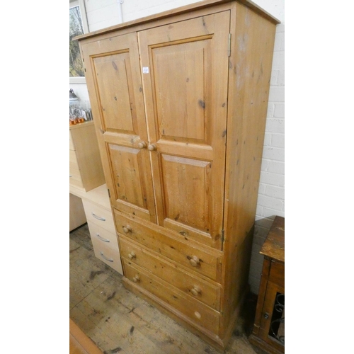 240a - Pine Millinery cabinet with cupboards over, three drawers under, 34