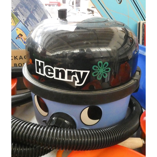 393 - Blue Henry Hoover with tools