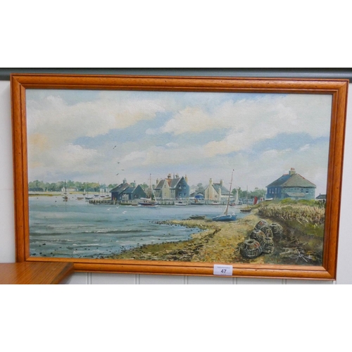 47 - A pair of framed oil paintings of Mudeford scenes by Denys Garle