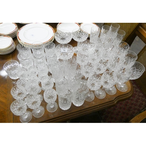 62 - A quantity of cut wine glasses, whisky tumblers etc